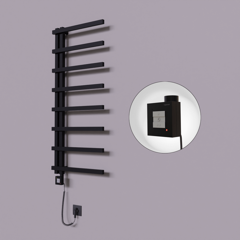 Zap Dekoratif Elektrikli Havlupan 500x1800 Siyah (KTX1 Termostat) 600W Spiral Kablolu