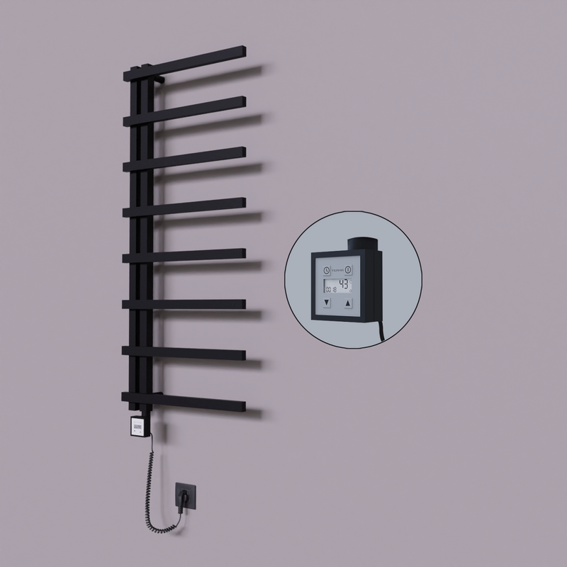 Zap Dekoratif Elektrikli Havlupan 500x1800 Siyah (KTX3 Termostat) 600W Spiral Kablolu